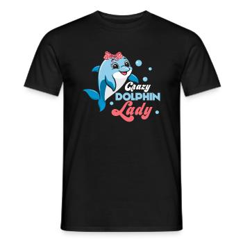 Crazy Dolphin Lady Beach Vacation Marine Biology - Men's T-Shirt - black - Front - AI Model Male 178 light (178cm)