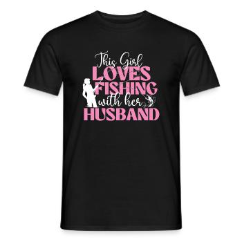 Cette fille aime pêcher avec son mari - T-shirt homme - noir - Devant - AI Model Male 178 light (178cm)