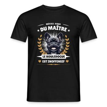 Méfiez-vous du maître, le bouledogue est ... - T-shirt homme - noir - Devant - AI Model Male 178 light (178cm)