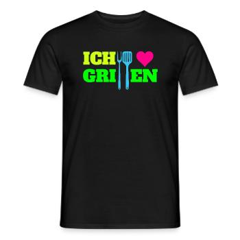 ICH LIEBE GRILLEN - GRILLMEISTER - GRILLPARTY - Männer T-Shirt - Schwarz - Vorne - AI Model Male 178 light (178cm)