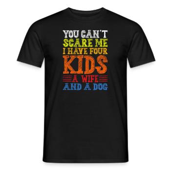 Quatre enfants, une femme et un chien - T-shirt homme - noir - Devant - AI Model Male 178 light (178cm)
