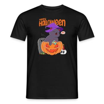 Cat Halloween - Men's T-Shirt - black - Front - AI Model Male 178 light (178cm)