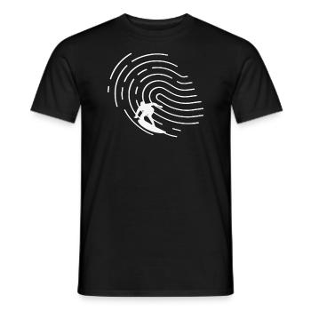 Le surfeur surfe sur une empreinte digitale, une vague - T-shirt homme - noir - Devant - AI Model Male 178 light (178cm)