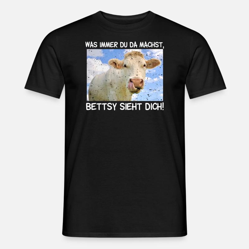 Die Kuh Bettsy sieht dich - Männer T-Shirt - Schwarz