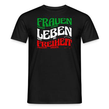 Women Life Freedom, - Men's T-Shirt - black - Front - AI Model Male 178 light (178cm)