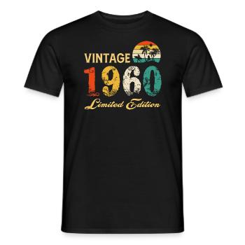 Vintage 1960 Limited Edition Made In 1960 Birthday - Men's T-Shirt - black - Front - AI Model Male 178 light (178cm)