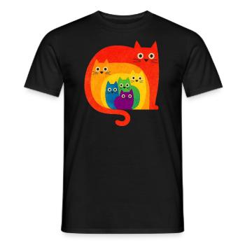 Chats nicheurs arc-en-ciel - T-shirt familial félin coloré - T-shirt homme - noir - Devant - AI Model Male 178 light (178cm)