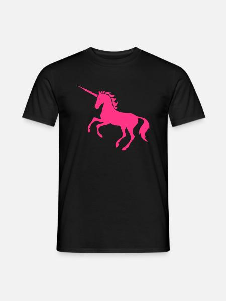 Pink Einhorn - Männer T-Shirt - Schwarz