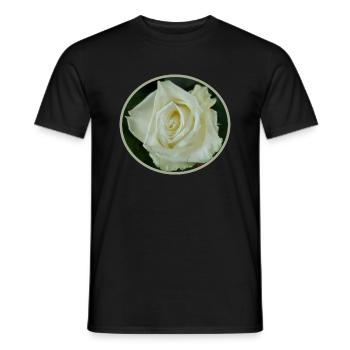 white ROSE BLOSSOM - Men's T-Shirt - black - Front - AI Model Male 178 light (178cm)