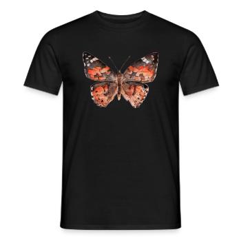 Aquarell Gemälde Distel Schmetterling - Männer T-Shirt - Schwarz - Vorne - AI Model Male 178 light (178cm)
