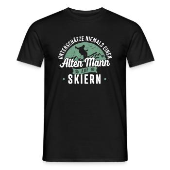 Alter Mann Ski Skifahren Schnee Berge Skifahrer - Männer T-Shirt - Schwarz - Vorne - AI Model Male 178 light (178cm)