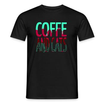 gift business cat tshirts coffee cup aww - Men's T-Shirt - black - Front - AI Model Male 178 light (178cm)