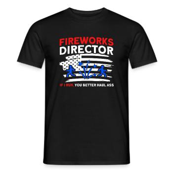 Drôle de feu d’artifice pyrotechnicien disant - T-shirt homme - noir - Devant - AI Model Male 178 light (178cm)