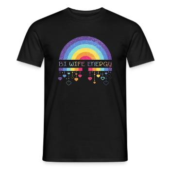 Rainbow Bi Wife Energy Bisexual Pride Rainbow Flag - Men's T-Shirt - black - Front - AI Model Male 178 light (178cm)