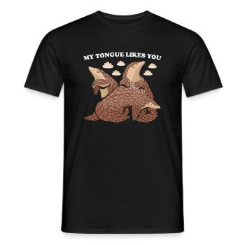 Ma langue t’aime Pangolin - T-shirt homme - noir - Devant - AI Model Male 178 light (178cm)