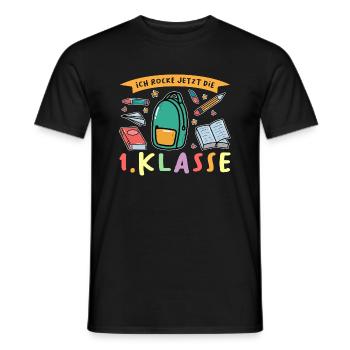 1.Klasse Einschulung Schulanfänger Geschenk - Männer T-Shirt - Schwarz - Vorne - AI Model Male 178 light (178cm)