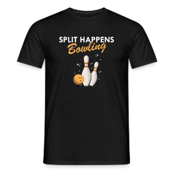 Split Happens Bowling Cool Awesome Retro Bowler - Men's T-Shirt - black - Front - AI Model Male 178 light (178cm)