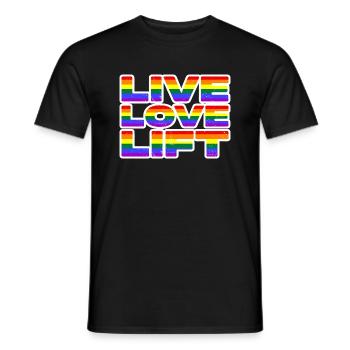 Live Love Lift - LGBTQ Fitness Slogan - Men's T-Shirt - black - Front - AI Model Male 178 light (178cm)