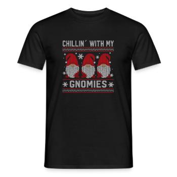 Chilling With My Gnomies, Geschenkidee für Weihnac - Männer T-Shirt - Schwarz - Vorne - AI Model Male 178 light (178cm)