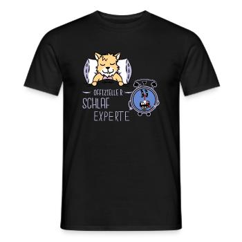 Wecker Getriebe Uhrzeit Katze Bett schlafen müde - Männer T-Shirt - Schwarz - Vorne - AI Model Male 178 light (178cm)