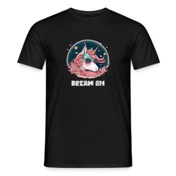 Der Einhorntraum auf - Männer T-Shirt - Schwarz - Vorne - AI Model Male 178 light (178cm)