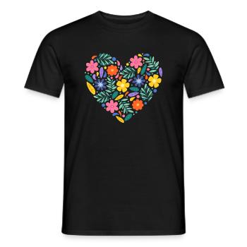 Cœur de fleurs - T-shirt homme - noir - Devant - AI Model Male 178 light (178cm)