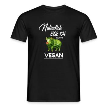 Lustiges Motiv: Natürlich esse ich gerne vegan - Männer T-Shirt - Schwarz - Vorne - AI Model Male 178 light (178cm)