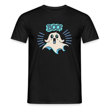 Spooky Cute Kawaii Ghost Design – Boo - Men's T-Shirt - black - Front - AI Model Male 178 light (178cm)