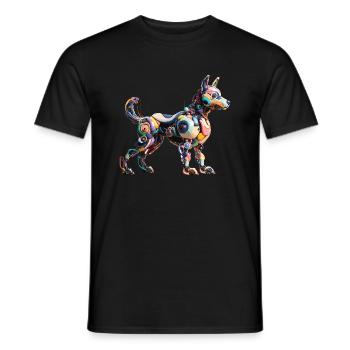 Chien Robot Abstrait Coloré - T-shirt homme - noir - Devant - AI Model Male 178 light (178cm)