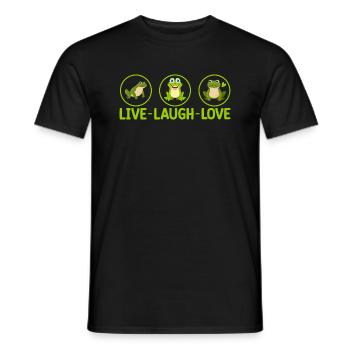LIVE LAUGH LOVE- Frog Tshirt - Men's T-Shirt - black - Front - AI Model Male 178 light (178cm)