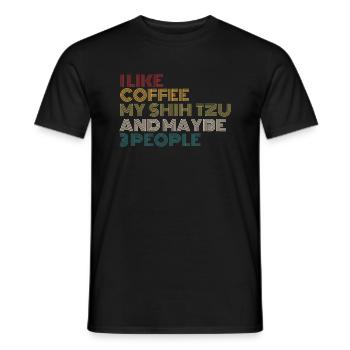 Coffee Lovers Shih Tzu Dog Owner Funny Quote Vint - Men's T-Shirt - black - Front - AI Model Male 178 light (178cm)