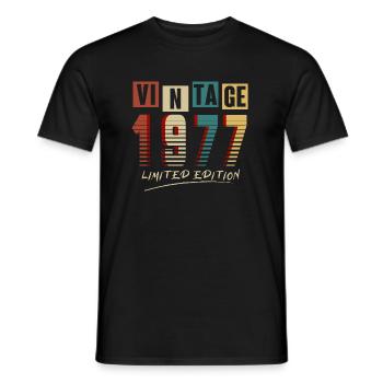 Vintage 1977: Limited Edition - 48th Anniversary. - Men's T-Shirt - black - Front - AI Model Male 178 light (178cm)