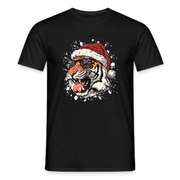 Tiger Weihnachten Lustig - Männer T-Shirt - Schwarz - Vorne - AI Model Male 178 light (178cm)
