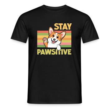 Stay Pawsitive - Männer T-Shirt - Schwarz - Vorne - AI Model Male 178 light (178cm)