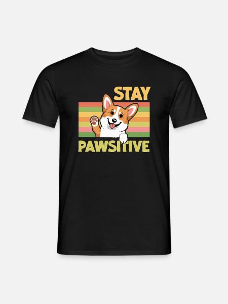 Stay Pawsitive - Männer T-Shirt - Schwarz