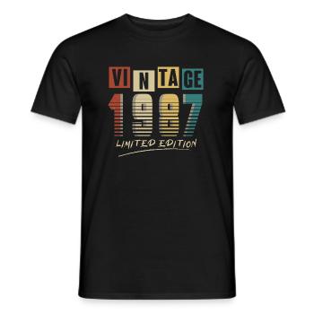 1987 Vintage 1987 né en 1987 anniversaire. Année 2 - T-shirt homme - noir - Devant - AI Model Male 178 light (178cm)