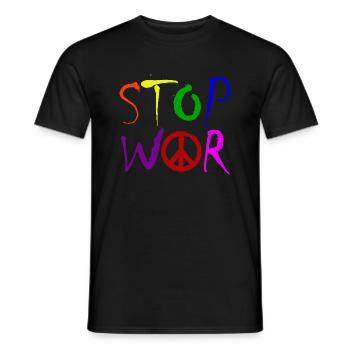 STOP WAR with Peace Sign Peace Symbol – NO WAR - Men's T-Shirt - black - Front - AI Model Male 178 light (178cm)