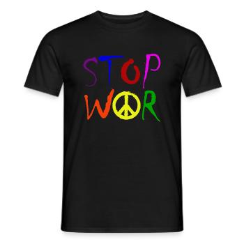 STOP WAR with Peace Sign Peace Symbol – NO WAR - Men's T-Shirt - black - Front - AI Model Male 178 light (178cm)