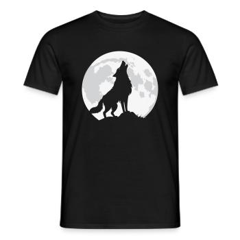 Heulender Wolf mit riesigem Mond - Vektor - Männer T-Shirt - Schwarz - Vorne - AI Model Male 178 light (178cm)