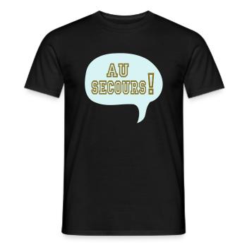 au secours funny cartoon comique, bulles cartoon, - Men's T-Shirt - black - Front - AI Model Male 178 light (178cm)