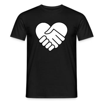 Hand in hand heart white - Men's T-Shirt - black - Front - AI Model Male 178 light (178cm)
