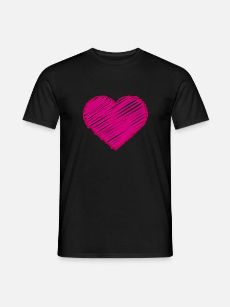 Pink hand drawn heart - Men's T-Shirt - black