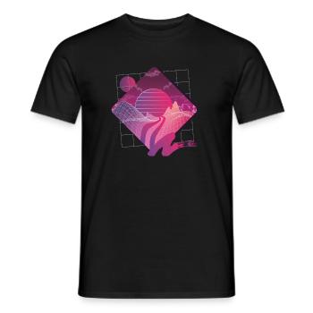 retrowave landscape - Men's T-Shirt - black - Front - AI Model Male 178 light (178cm)