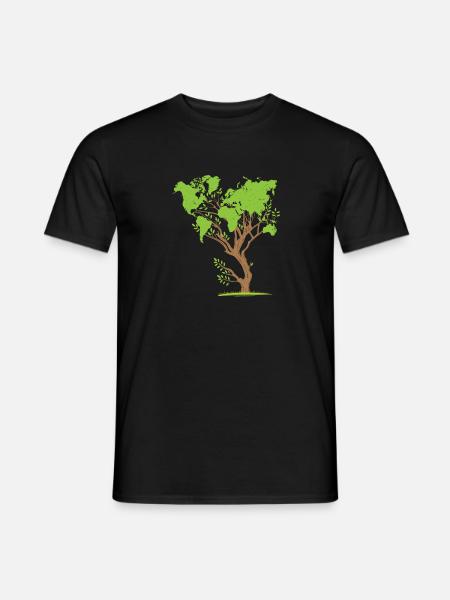 Welt-Karte Baum Klimaschutz Umwelt-schutz Erde - Männer T-Shirt - Schwarz