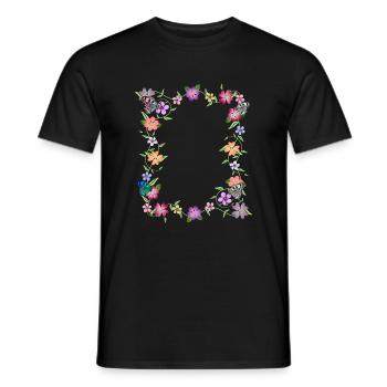 Fleurs avec papillons, fleurs, insectes - T-shirt homme - noir - Devant - AI Model Male 178 light (178cm)