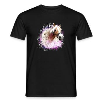 cheval,haflinger, graffitis, peinture, bleu, chevaux, - T-shirt homme - noir - Devant - AI Model Male 178 light (178cm)