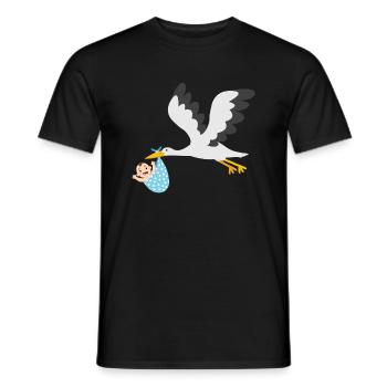 Cigogne avec bébé - T-shirt homme - noir - Devant - AI Model Male 178 light (178cm)