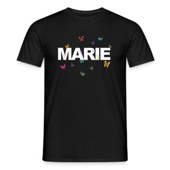 Marie - Beautiful name with butterflies, girls - Men's T-Shirt - black - Front - AI Model Male 178 light (178cm)