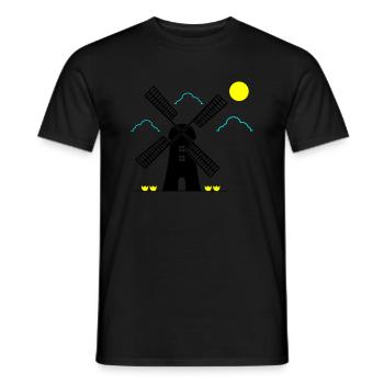 moulin à vent paysage - T-shirt homme - noir - Devant - AI Model Male 178 light (178cm)