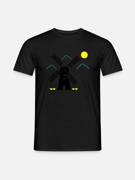 windmill landscape - Men's T-Shirt - black